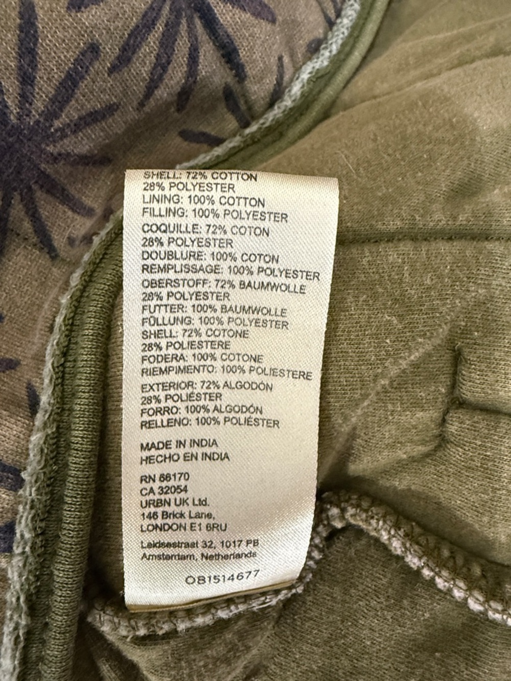 Quilted Patterned Olive Jacket - Picture 7 of 8